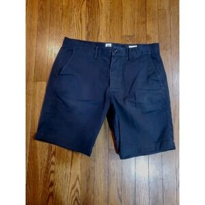 Gap Mens Chino Shorts Black Cotton Stretch Casual Khaki Flat Front Size 32